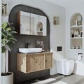 Set Dulap de Baie cu Chiuvetă și Oglindă (2 Piese), Hanah Home, 2572, MDF, Maro