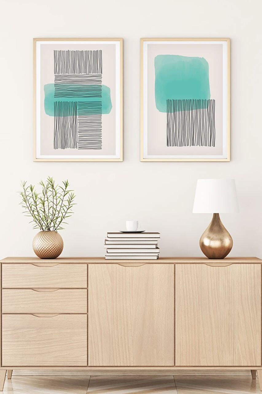 Set 2 tablouri decorative Huhu140 Cadru: 100% LEMN MASIV (Grosime: 25 cm) Multicolor