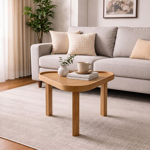 Masuta de cafea, Hanah Home, Leon 95, 95x45x95 cm, LEMN MASIV DE STEJAR, Stejar