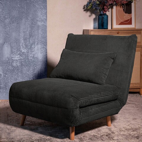 Canapea 1 loc Solace, Homla, 83x91x84 cm, MDF/catifea din poliester, negru