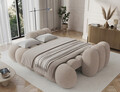 Canapea extensibila 3 locuri ELTAP, Cotonn, 256x119x105 cm, lemn/poliester, bej deschis