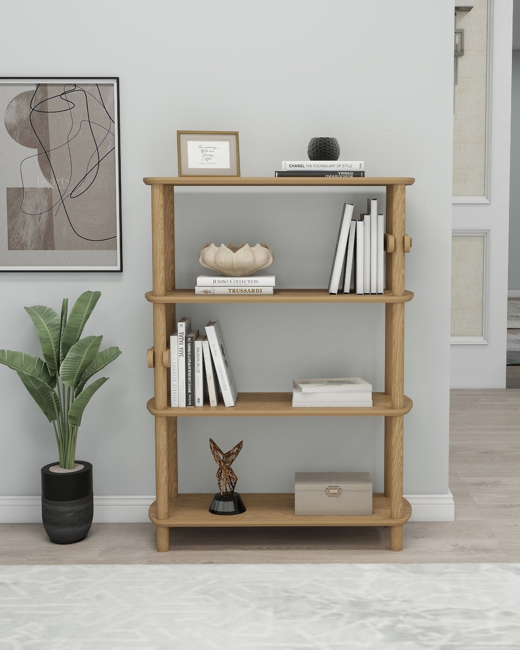 Corp biblioteca, Hanah Home, Rosa 4, 80x112x30 cm, Stejar - view 2