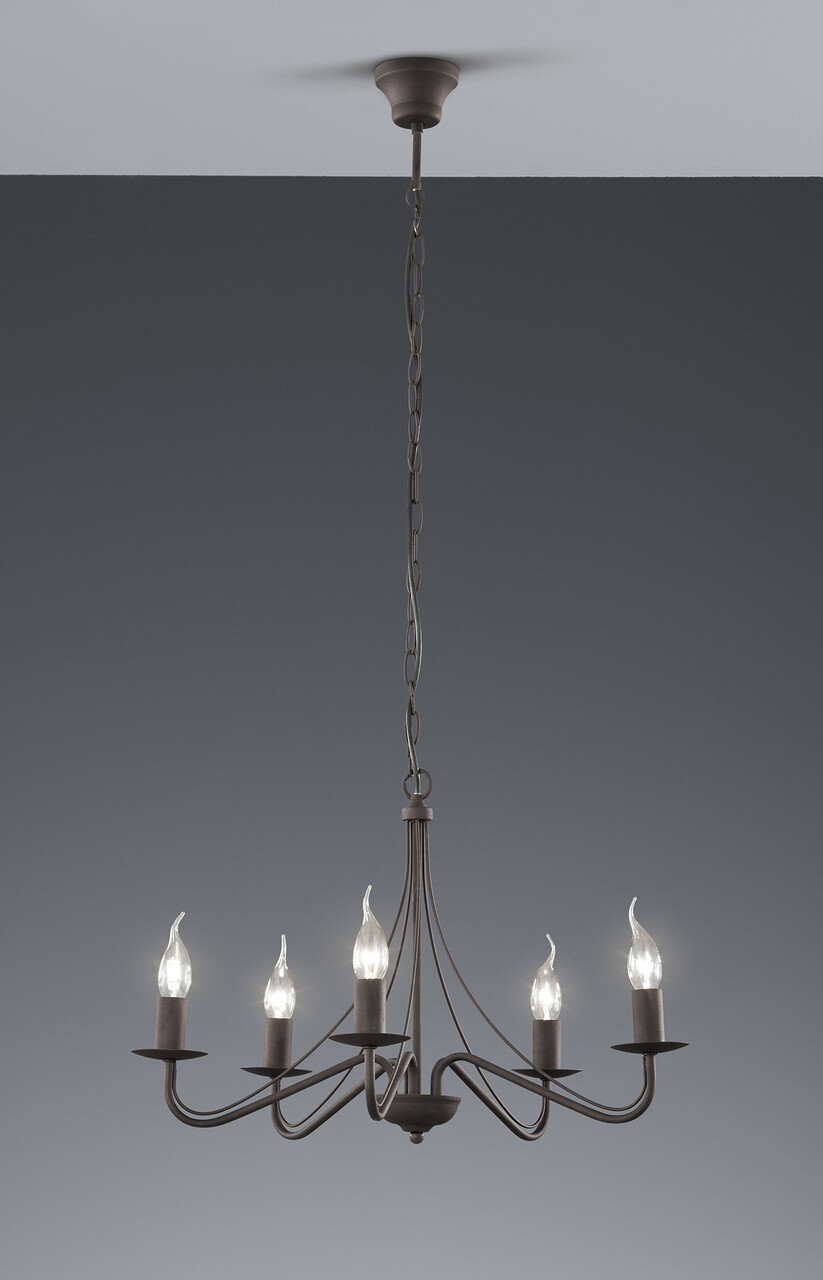 Candelabru Country, RL, 55x172 cm, 40W, 5x E14, metal, maro rustic