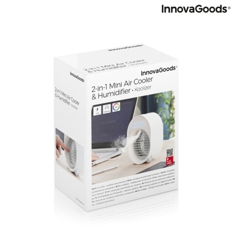 Mini racitor de aer cu ultrasunete-umidificator cu LED, Koolizer InnovaGoods, 200 ml