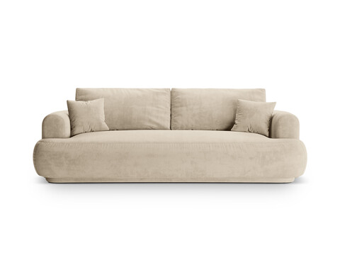 Canapea extensibila 3 locuri, Ella-120, Micadoni Home, 253x108x94 cm, catifea, bej deschis