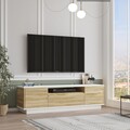 Comoda TV, Yardley, LV4 - WK, 140 x 39.5 x 35.5 cm, pal melaminat, stejar/alb