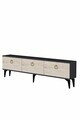 Comoda TV, Hanah Home, Demet, 180x53x30 cm, Antracit / Travertin