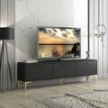 Comoda TV, Wood'n Love, Etna, 160 x 30 x 49 cm, pal/metal, negru/auriu