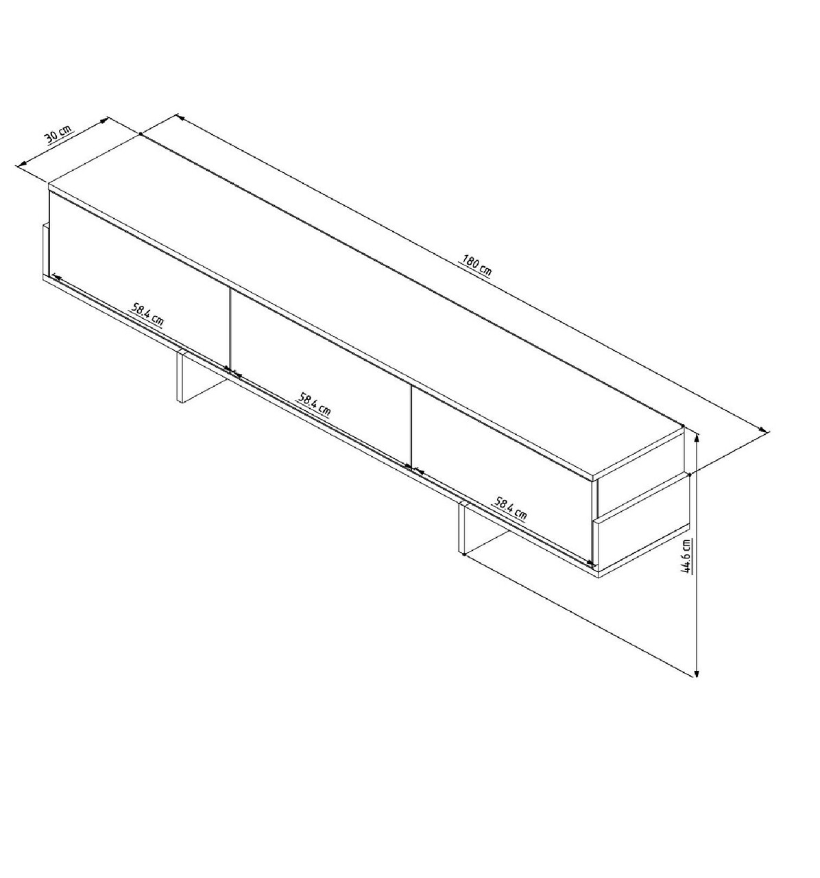 Comoda TV, Hanah Home, Hege, 180x44.6x30 cm, PAL, Nuc / Stejar Safir