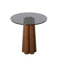 Masuta de cafea, Neostill, Thales, 50x50x50 cm, Sticla temperata, Nuc / Gri închis