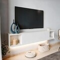 Comoda TV, Hanah Home, Twist LED, 160x29x29 cm, Alb