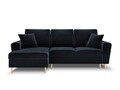 Coltar extensibil stanga 4 locuri, Moghan, Micadoni Home, GL, 241x145x88 cm, catifea, albastru inchis