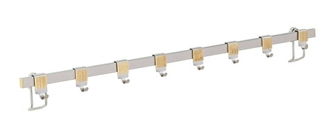Suport cu 8 agatatori pentru ustensile bucatarie, Wenko, Premium Turbo-Loc®, 3 x 9.5 x 60 cm, metal, gri 9.5