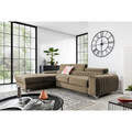 Coltar extensibil stanga 3 locuri ELTAP, LT-20NU, Grayson, 278x205x92 cm, lemn/poliester, maro deschis
