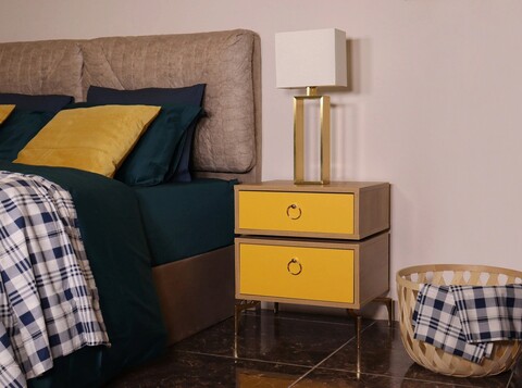 Noptiera, Mod Design, CARTER, 50x59x40 cm, Stejar / Galben 50x59x40 imagine 2022