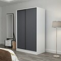 Dulap pentru haine, Minerva, Kale White Anthracite, 120x210x60 cm, PAL, Alb / Antracit