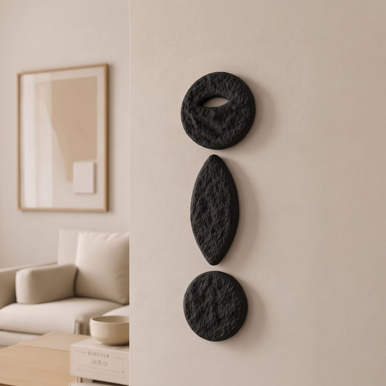 Set de accesorii decorative pentru perete, Myk3095, BETON CARBON, Dimensiunea obiectului 1: 20 x 20 cm, Negru