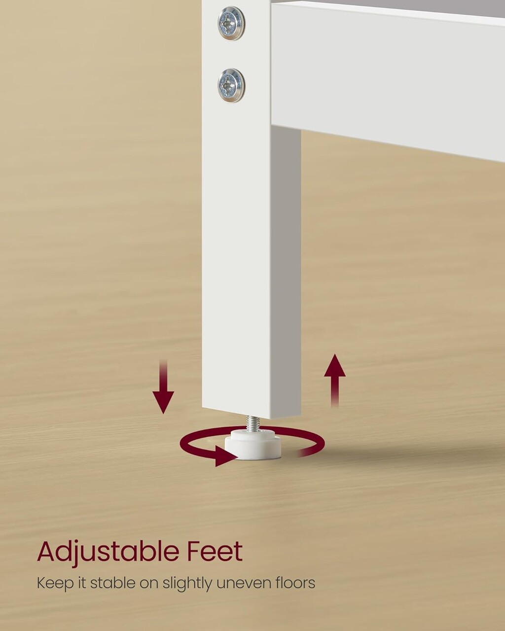 Birou cu 2 rafturi, Vasagle, 120x60x76 cm, PAL/otel, max 70kg, alb - imagine 3
