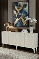 Consola, Hanah Home, Gumus 180, 180x79x32 cm, Alb / Travertin