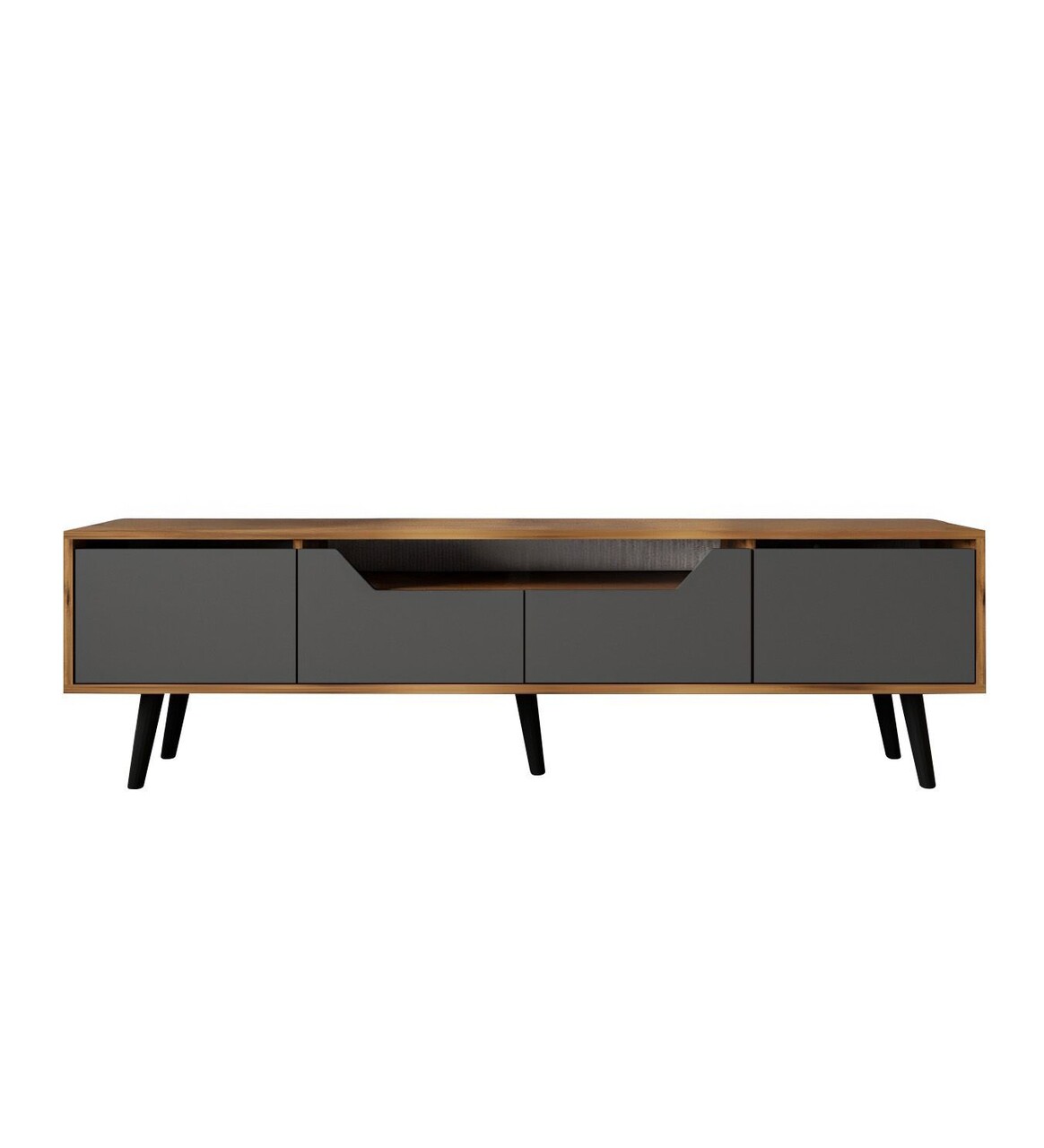 Comoda TV, Hanah Home, Roma 180, 180x48x29.8 cm, PAL, Nuc / Antracit - imagine 4