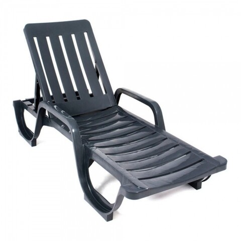 Sezlong, malibu, 66 x 42 x 190 cm, plastic, gri