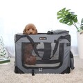 Cusca textile pentru caini / Geanta de transport animale de companie L, Feandrea, max 16 kg, 70x52x52 cm, tesatura Oxford, gri