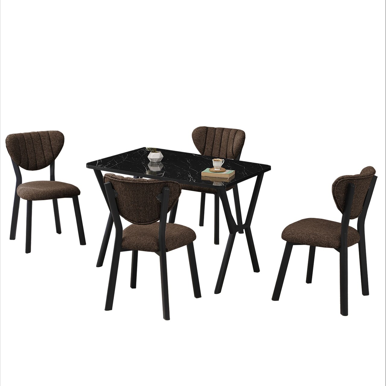 Set masa extensibila si scaune, Hanah Home, Elma, Maro / Negru - view 4