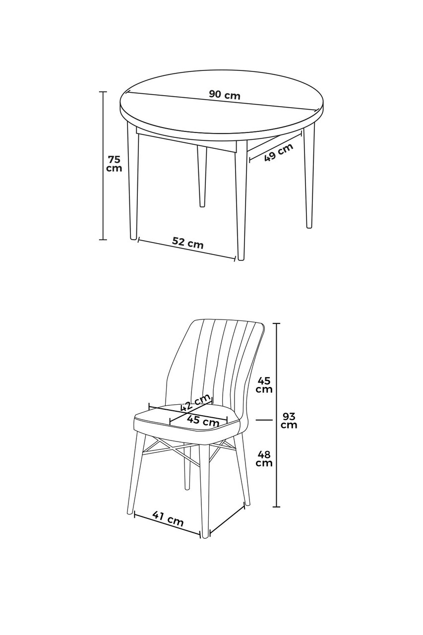 Set masă și scaune (5 bucăți), Hanah Home, Rox, Alb / Burgundia - view 3