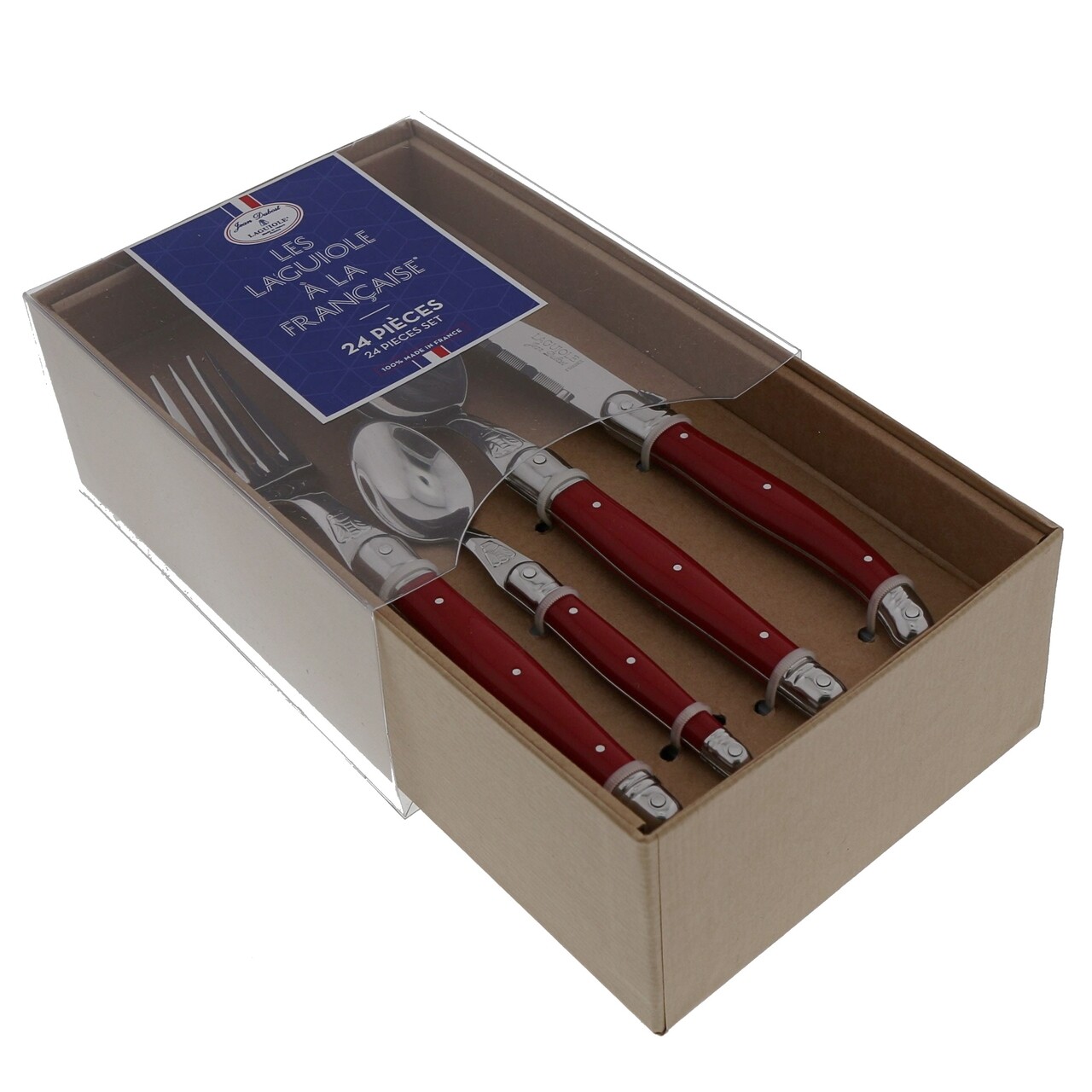 Set Tacamuri 24 Piese Laguiole Paris, Jean Dubost, Inox, Rosu