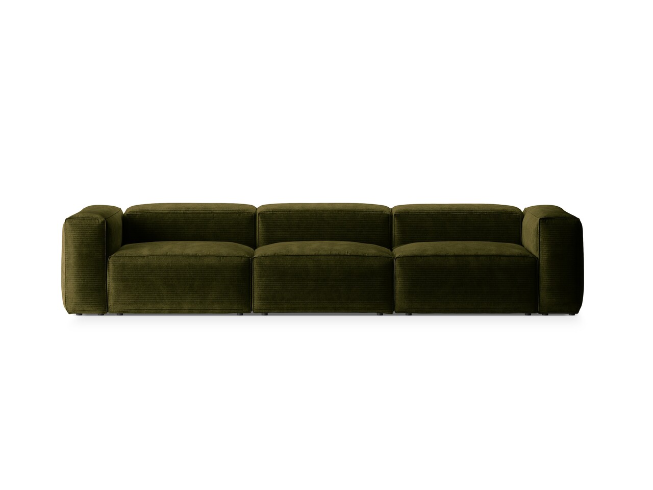 Canapea 4 locuri, Bergamo, Cosmopolitan Design, 364x108x70 cm, catifea chenille raiata, verde