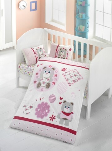 Lenjerie de pat pentru copii, Victoria, Baby Love, 4 piese, 100% bumbac ranforce, multicolor 100 imagine noua 2022