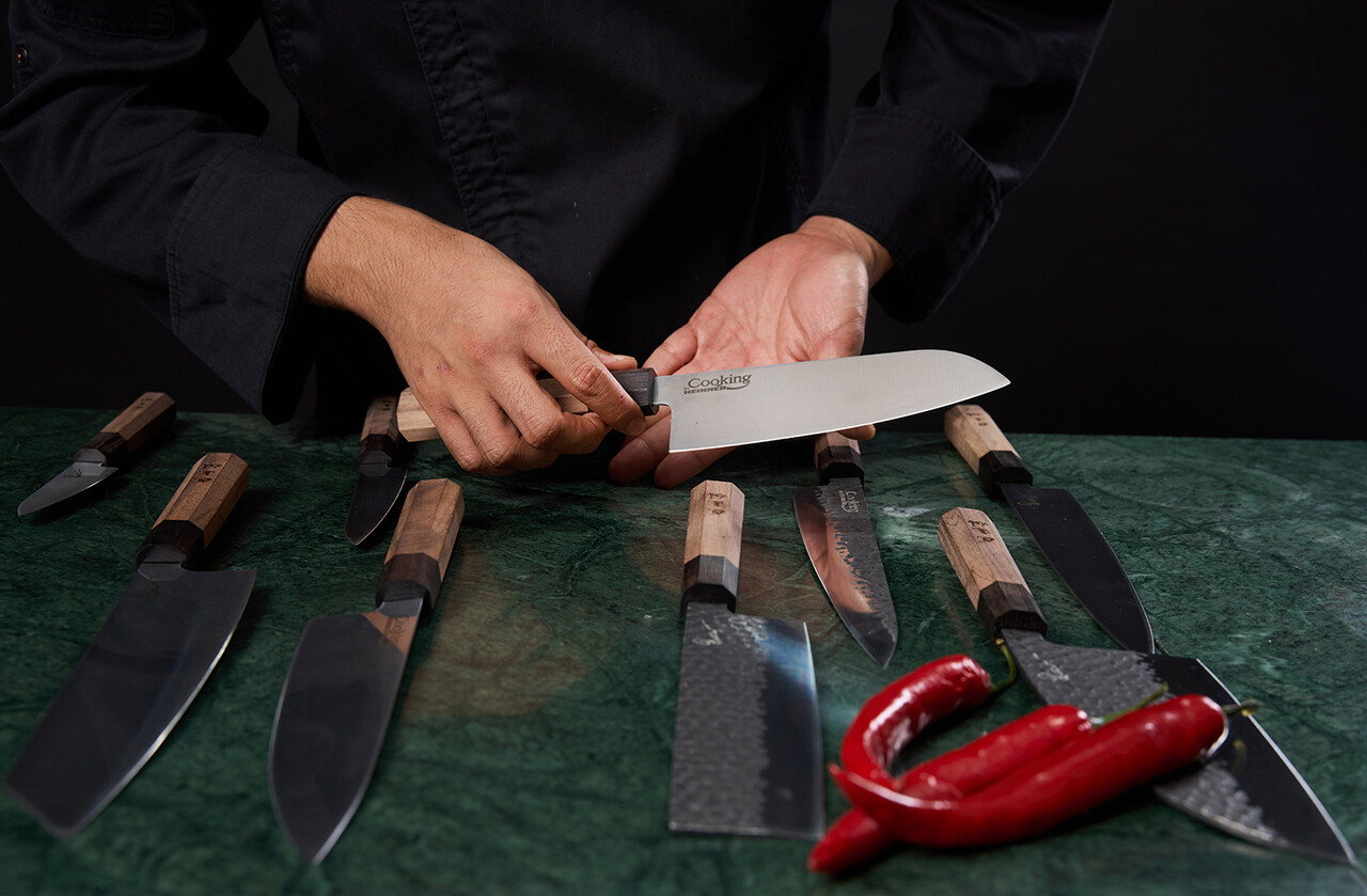 Cutit Santoku, Samurai Gourmet by Rikito Watanabe si Cooking by Heinner, 18 cm, inox/lemn, maro - imagine 3