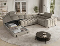 Coltar extensibil stanga 3 locuri ELTAP, LT-18AU, Fectory, 346x205x93 cm, lemn/poliester, bej