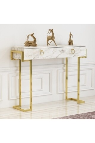 Consola mary3, gauge concept, 125x39x95.2 cm, pal, alb marmurat