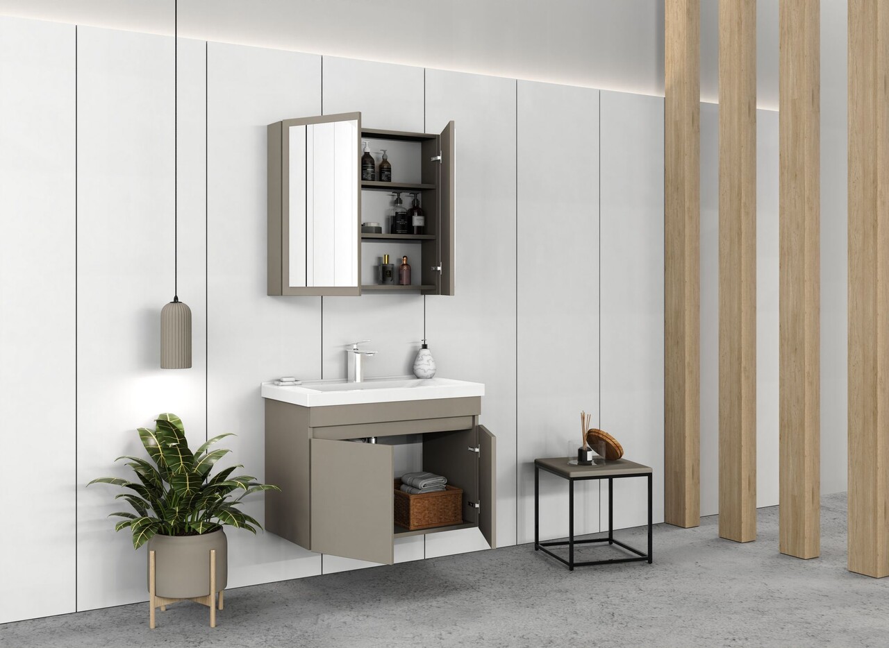 Set mobilier de baie (2 piese), Hanah Home, Foresta 80, Latte - view 4