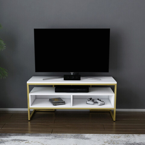 Comoda tv, retricy, merrion, 110x35x49.9 cm, pal, aur/alb