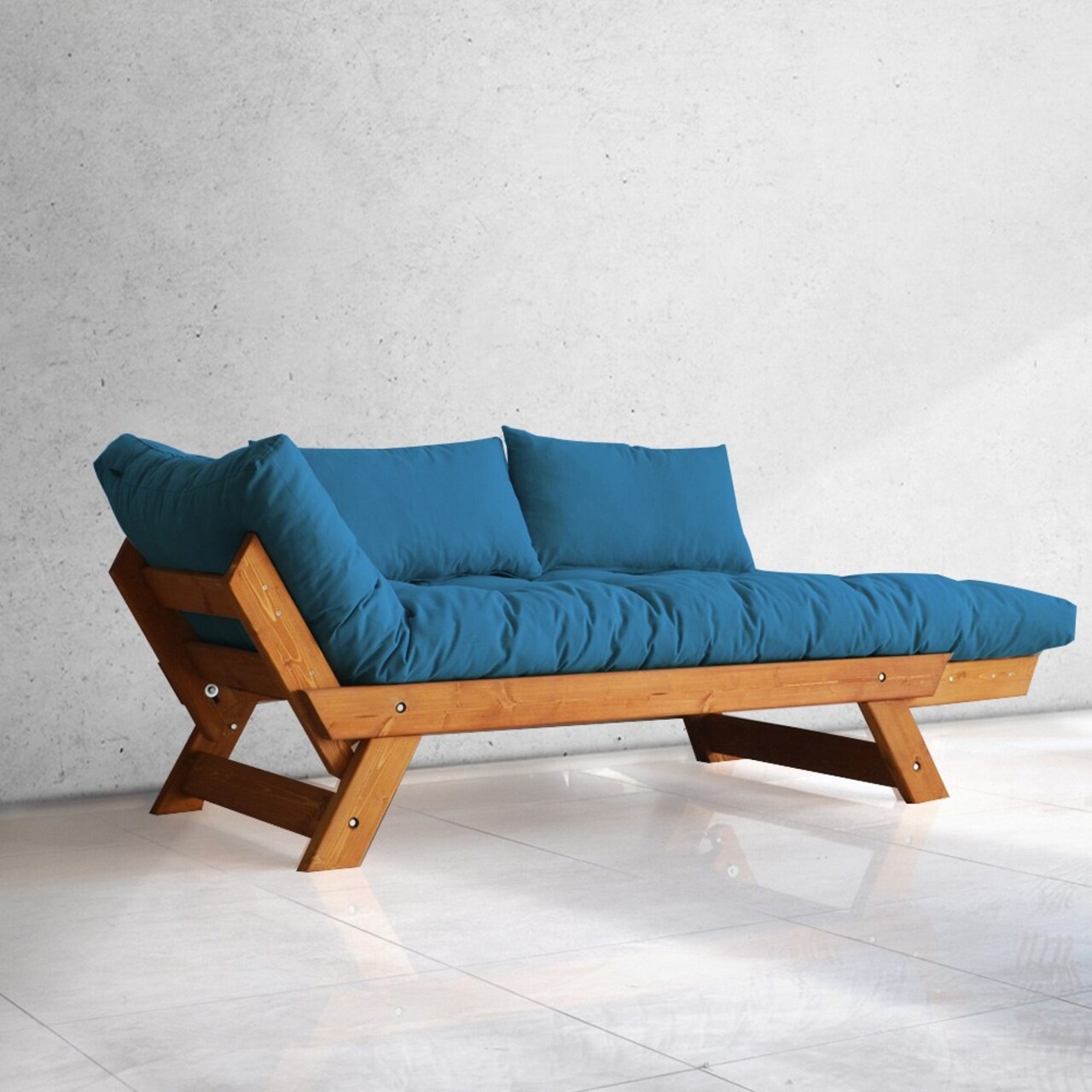 Canapea de gradina cu 2 locuri, Hanah Home, CPT8104-210, Teak / Albastru - view 2