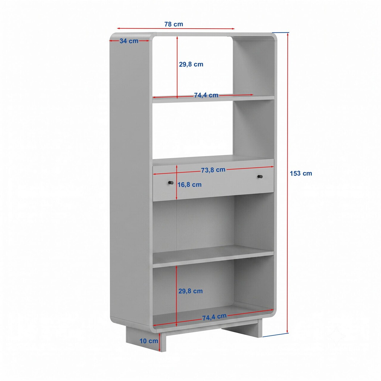 Corp biblioteca, Hanah Home, Senza, 78x153x34 cm, PAL, Stejar — imaginea 9