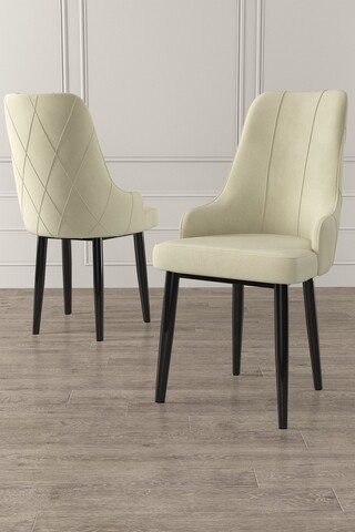 Set scaune 2 piese, Charlotte, Trex, Crem/Negru