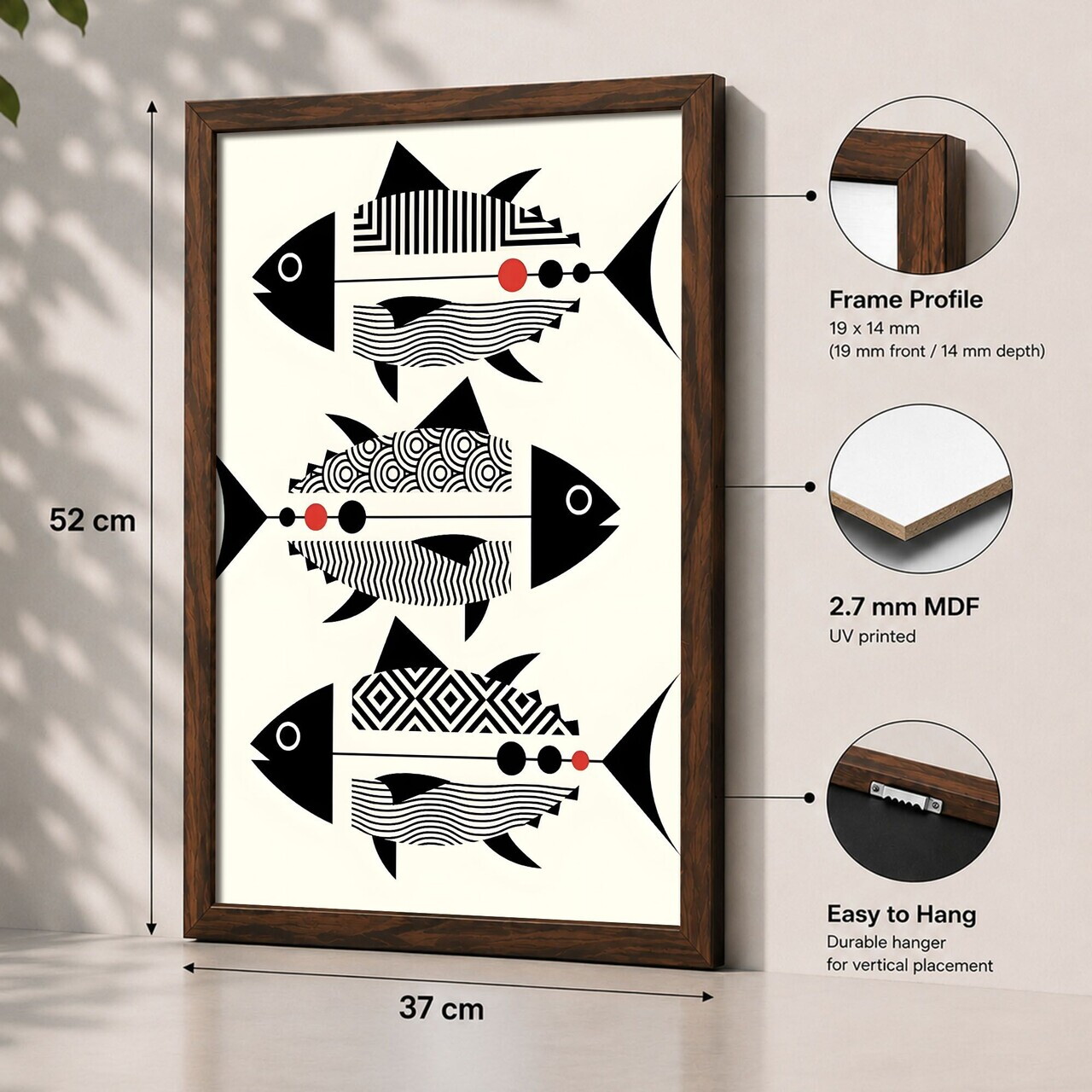 Tablou decorativ, 3752KACT-057, Fundal: 100% MDF (Grosime: 2,7 mm) Vopsire: Imprimare UV, Multicolor — imaginea 2