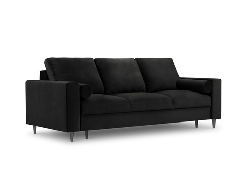 Canapea extensibila, Camellia, Mazzini Sofas, 3 locuri, cu lada de depozitare, 220x100x92 cm, catifea, negru