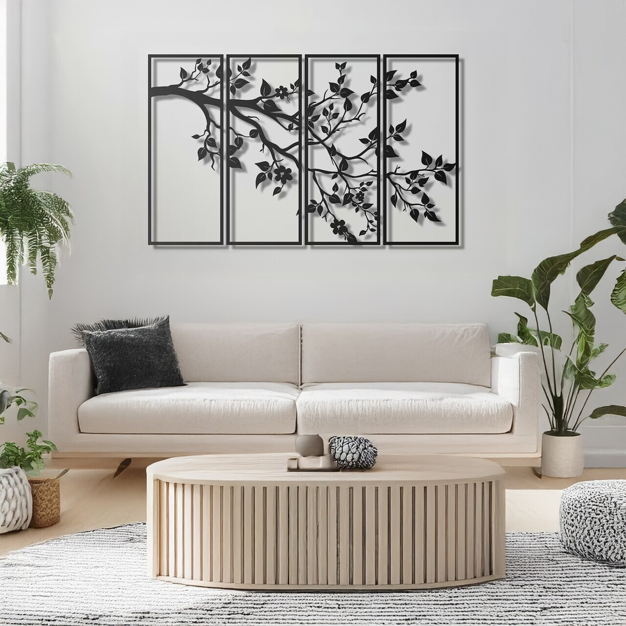 Set de accesorii decorative de perete din metal, DCV-1112-MT, Dimensiune: 20 x 50 cm (4 bucăți), Negru — imaginea 3