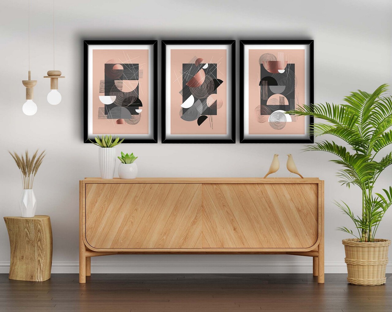 Set 3 tablouri decorative, 3p3752softct-015, Lemn, Multicolor - view 2