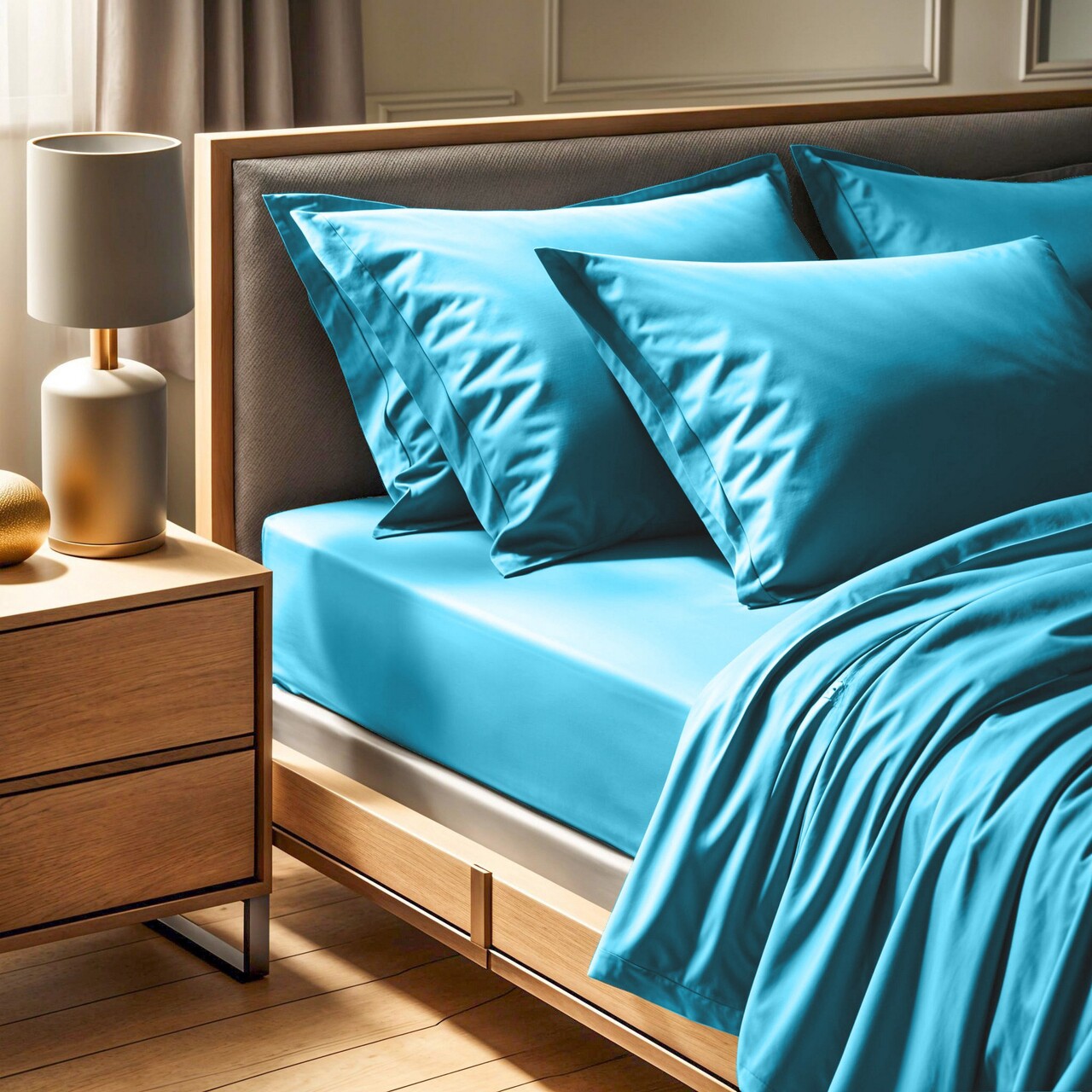 Cearceaf de pat cu elastic Ranforce Single (DE), L'essentiel Maison, Tonne Bleue, Turcoaz