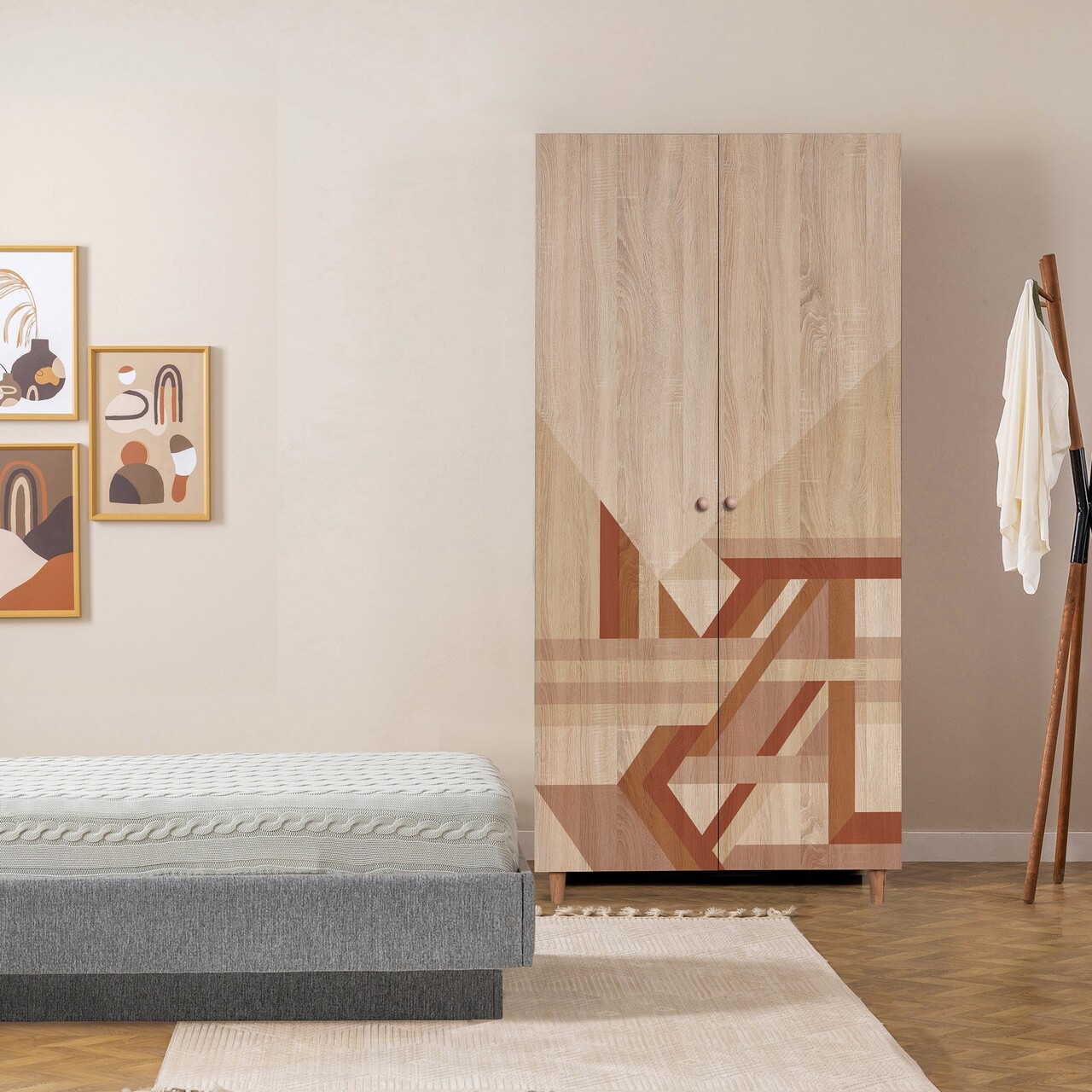 Dulap pentru haine, Vella, Lidya 2 -910, 90x192x52 cm, PAL, Sonomo - 1 | YEO