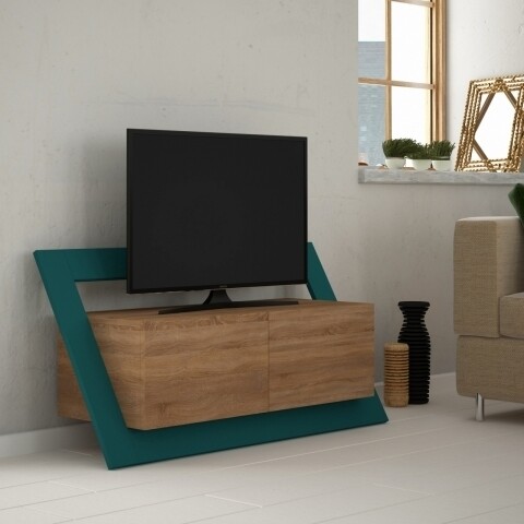 Comoda TV, Homitis, Kayt - Oak, Turquoise, 36.5x120x59 cm