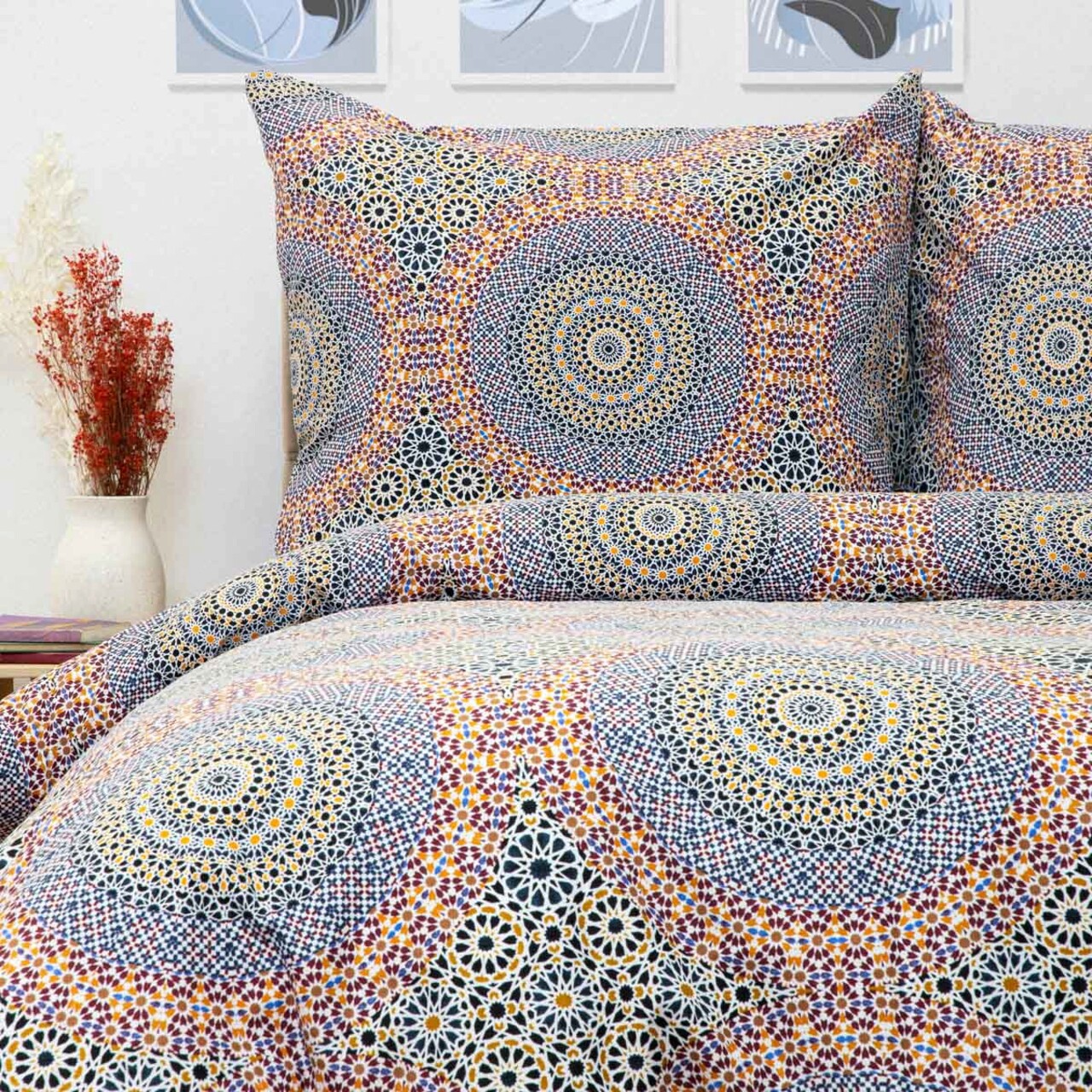 Lenjerie de pat King Size, Antone, Homla, 3 piese, 200x220 cm, microfibra din poliester, multicolor