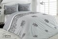 Lenjerie de pat pentru o persoana Spring v1, Majoli Home Collection, 3 piese, 160x240 cm, bumbac ranforce, gri