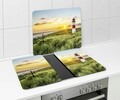 Set 2 protectii pentru aragaz Maximex, Lighthouse, 52x30 cm, sticla, multicolor
