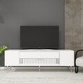 Comoda TV, Olivia, Dekolp4, Alb / Argintiu